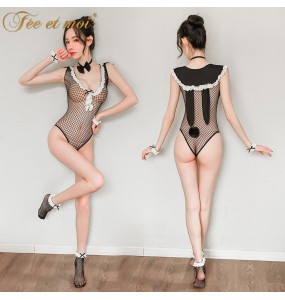 FEE ET MOI Cute Bunny Girl Fishnet Dresses With Short Socks (Black)